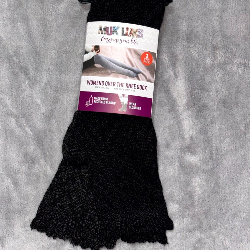 Muk Luks Cozy Up Your Wear Slouched Over The Knee Socks Womens OS (6-11) 2 Pack‎